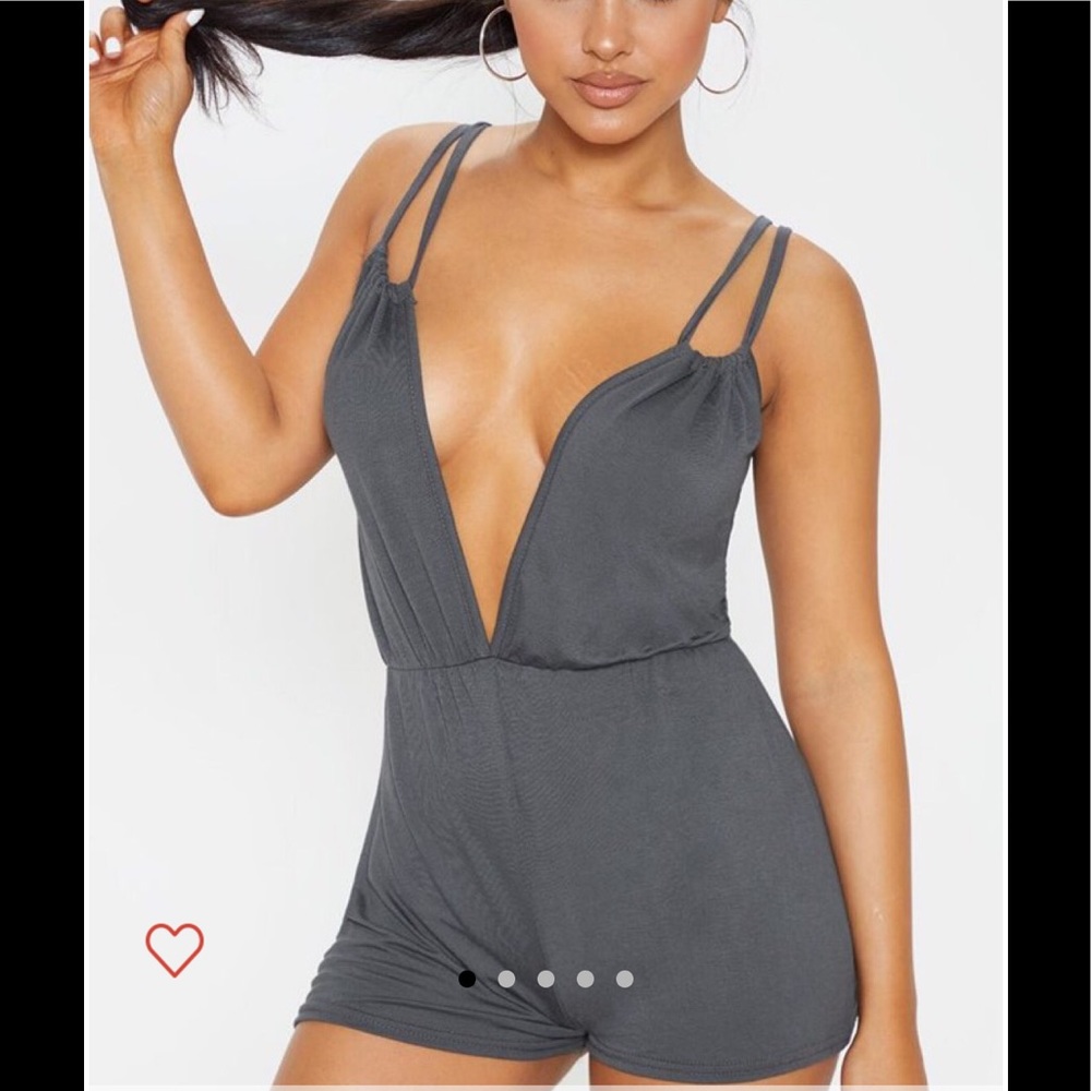 V Plunge Gray Romper
